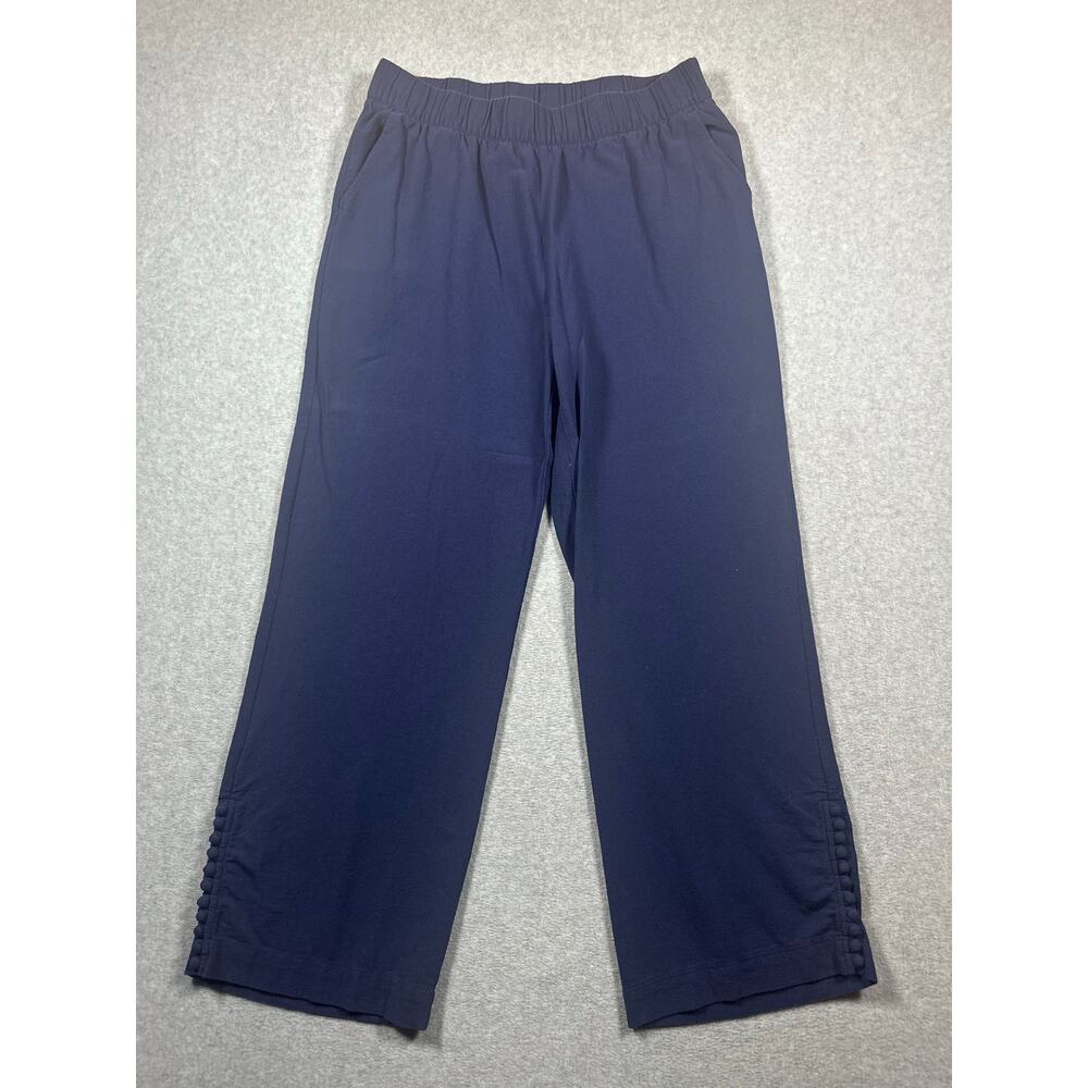 Soft Surroundings Pull-on Pants Women's Large Tall Navy Wide Leg Elastic Waist
